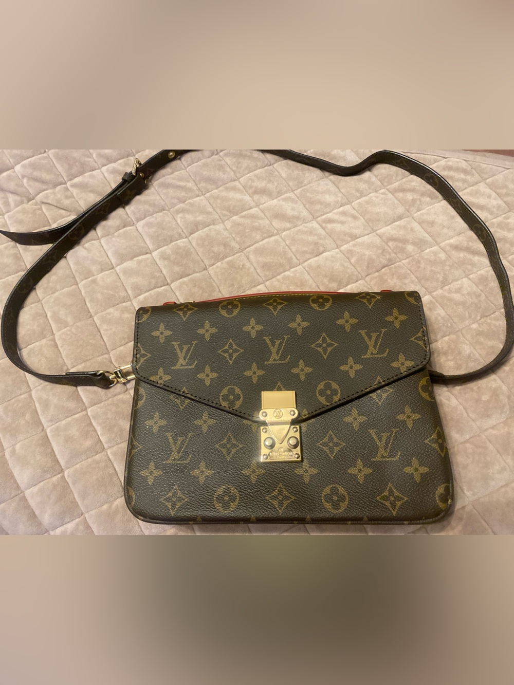 Monogram Crossbody Bag in Brown and Gold